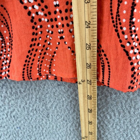 Ali Miles Top Womens Medium Coral Dot Pattern Button Up 3/4 Sleeve Wired Collar - Picture 9 of 10